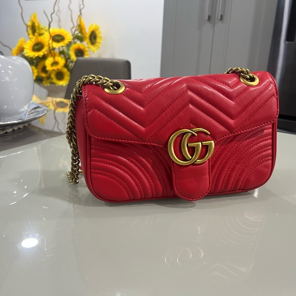 Gucci Red Quilted Leather Shoulder Bag